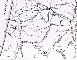 Map shows Desert Mounted Corps advances between 20 and 25 September 1918, to Nazareth, Afulah, Beisan, Lajjun, Jenin, Jisr el Majami, Samakh and Tiberias.