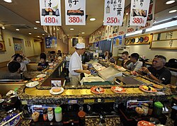 Conveyor belt sushi restaurant in Kamakura