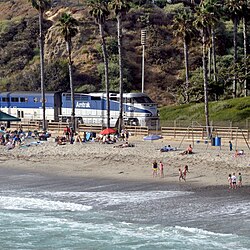 Amtrak California's Pacific Surfliner in San Clemente, on the Orange Coast