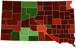 Map of counties in South Dakota by racial plurality, per the 2020 U.S. census Legend Non-Hispanic White 50–60% 60–70% 70–80% 80–90% 90%+ Native American 60–70% 70–80% 80–90% 90%+