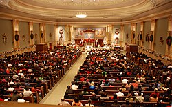 Christmas Eve Midnight Mass at a Catholic parish church in Woodside, New York City, U.S.