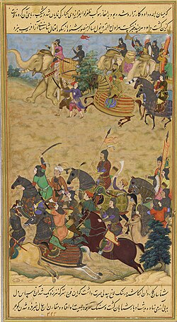 Akbar leads the Mughal Army during a campaign