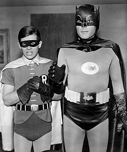 Batman (Adam West) and Robin (Burt Ward) in the 1966–1968 television series, Batman