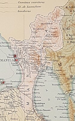 A map of the province of Manila during Spanish rule