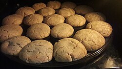 Cookies baking in an oven