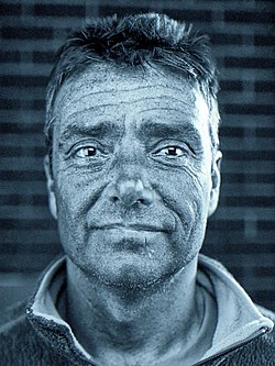 A portrait taken using only UV light between the wavelengths of 335 and 365 nanometers