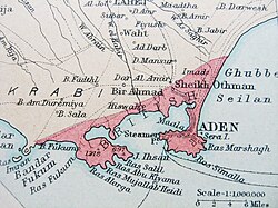 The territory of British Aden on a 1922 map.