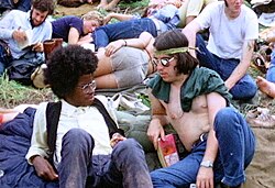 Attendees at Woodstock in Bethel, New York, in August 1969