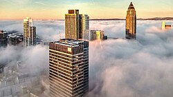 Ground fog in Frankfurt, Germany.