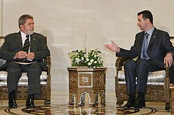 Assad with Brazilian President Luiz Inácio Lula da Silva in Damascus, 3 December 2003
