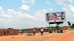A billboard in Zambia exhorting the public to "Just say no to corruption"