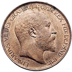 Profile of Edward VII on a halfpenny, 1902