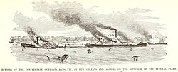 Burning of the Confederate gunboats, rams etc. at New Orleans and Algiers on the approach of the Federal Fleet