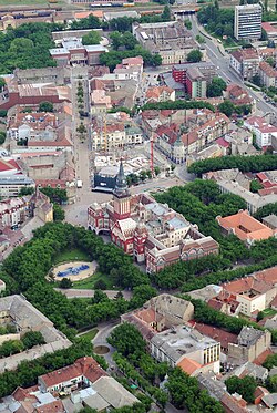 Subotica City Hall, aerial view
