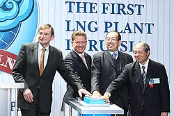 At the ceremony marking the opening of a liquefied natural gas production plant built as part of the Sakhalin-2 project
