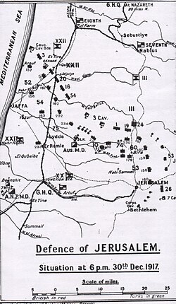 Falls Sketch Map 21 shows position of front line before the capture of Jericho