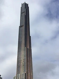 The Brooklyn Tower, a 93-story supertall skyscraper in Downtown Brooklyn, the tallest building on Long Island as of 2021 at a height of 1,073 feet (327 m)