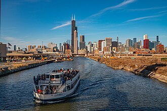 A boat on the South Branch of the Chicago River