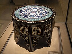 Ottoman marquetry and tile-top table, about 1560