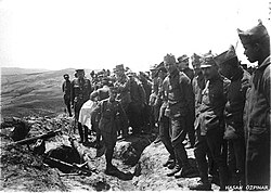 A British officer inspecting Greek troops and trenches in Anatolia