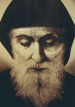 Depiction of Saint Charbel, a popular saint in Lebanon