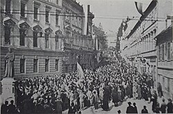 Mass protests in Zagreb against the unification of the State of Slovenes, Croats and Serbs with the Kingdom of Serbia in 1918