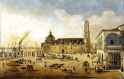 View of the Plaza de San Francisco of Havana in 1841 by James G. Sawkins