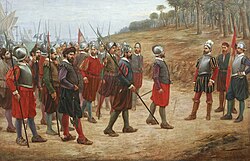 A group of 16th-century conquistadors that participated in the Spanish conquest of Peru (second expedition) along with their leader, Francisco Pizarro.