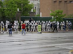 Members of the 501st Stormtrooper Legion march at Celebration III.