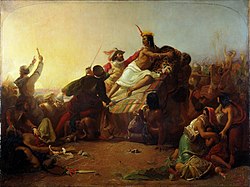 Pizarro Seizing the Inca of Peru by John Everett Millais, 1846