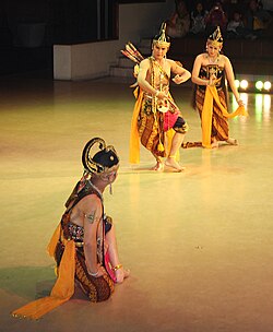 Lakshmana, Rama and Shinta in Ramayana ballet at Prambanan, Java