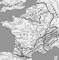 Gallia Belgica at the time of Julius Caesar's conquest of Gaul in 54 BCE
