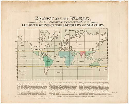 This map argues that import prohibitions and high duties on sugar were artificially inflating prices and inhibiting manufacturing in England. 1823
