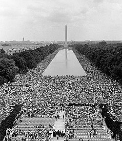The March on Washington at the Lincoln Memorial Reflecting Pool on August 28, 1963