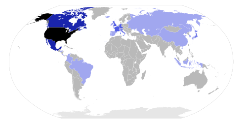 Reagan made 24 international trips to 26 different countries during his presidency.[150]