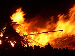 A Viking longship being burnt during Edinburgh's annual Hogmanay celebrations
