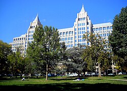 One Franklin Square in Downtown houses the headquarters of The Washington Post, the nation's third-largest newspaper by circulation as of 2023
