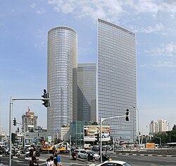 The Azrieli Center complex contains some of the tallest skyscrapers in Tel Aviv.