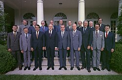 President Nixon and his cabinet at the White House in June 1972