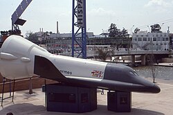 Hermes mockup on display during the Sevilla Expo 92