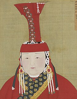 Portrait of Chabi, a Buddhist who was the Khatun of Kublai and Empress of the Mongol Empire, by a Nepali artist Araniko