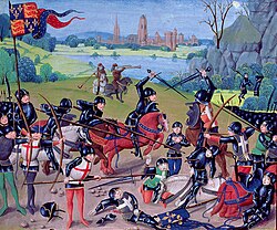 Fifteenth-century miniature depicting the English victory over France at the Battle of Agincourt