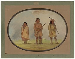 A circa 1860 portrait of three Lenape people