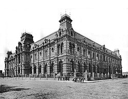 Palace of Running Waters, water pumping station and headquarters of Obras Sanitarias de la Nación soon after being inaugurated in Buenos Aires, Argentina.