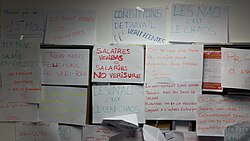 Display of demands during a strike in 2016 at Verisure, a French security company