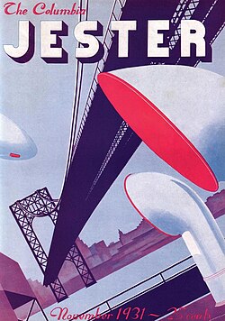 The Art Deco cover of the November 1931 edition of the Jester, celebrating the opening of the George Washington Bridge