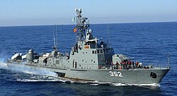 A Djebel Chenoua-class corvette, designed and built in Algeria