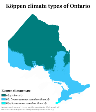 Köppen climate types of Ontario