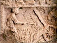 Detail of a relief depicting a Gallo-Roman harvesting machine