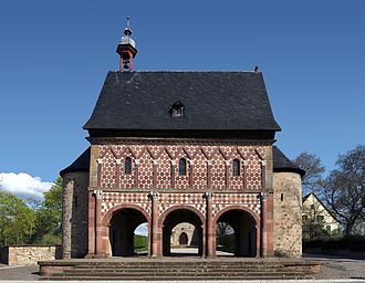 Lorsch Abbey gatehouse, c. 800, an example of Carolingian architecture—a first, albeit isolated classical architecture movement